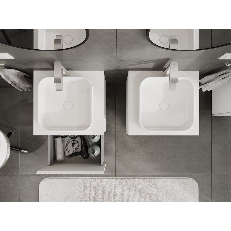 Mexen Rivel koupelnová skříňka pod umyvadlo 50 cm s deskou, 1 zásuvka, žebrovaná, bílá mat - 91A20-05047-1-BFC01