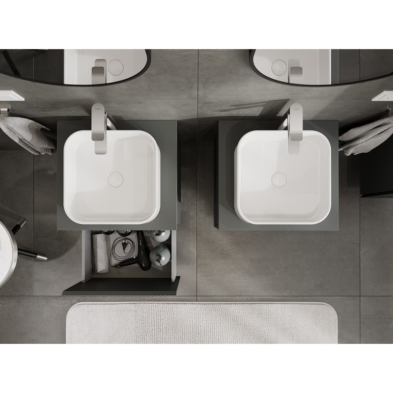 Mexen Rivel koupelnová skříňka pod umyvadlo 50 cm s deskou, 1 zásuvka, drážkovaná, grafit mat - 91A20-05047-1-BFC66