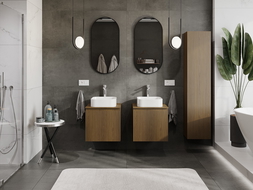 Mexen Rivel koupelnová skříňka pod umyvadlo 50 cm s deskou, 1 zásuvka, vroubkovaná, ořech - 91A20-05047-1-BFC86