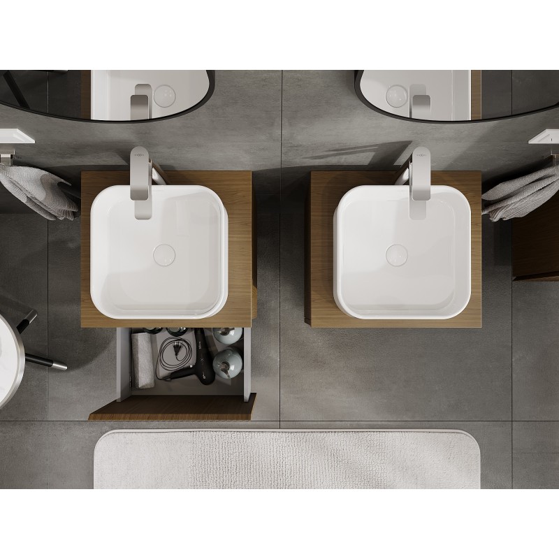 Mexen Rivel koupelnová skříňka pod umyvadlo 50 cm s deskou, 1 zásuvka, vroubkovaná, ořech - 91A20-05047-1-BFC86