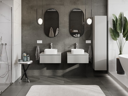 Mexen Rivel koupelnová skříňka pod umyvadlo 60 cm s deskou, 1 zásuvka, drážkovaná, šedá mat - 91A20-06023-1-BFC62