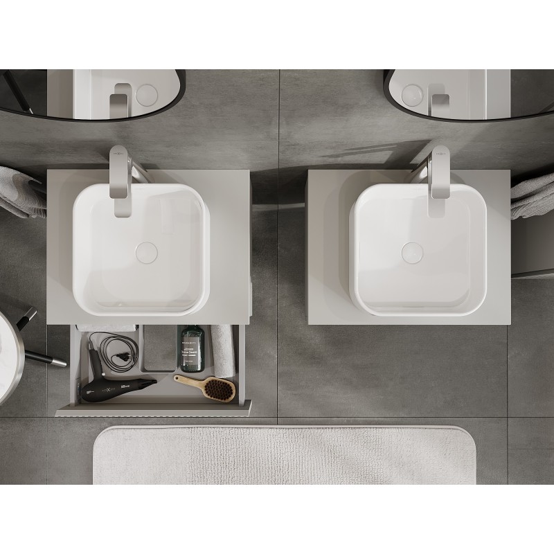 Mexen Rivel koupelnová skříňka pod umyvadlo 60 cm s deskou, 1 zásuvka, drážkovaná, šedá mat - 91A20-06023-1-BFC62