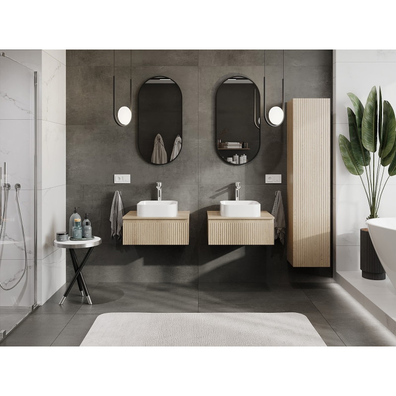 Mexen Rivel koupelnová skříňka pod umyvadlo 60 cm s deskou, 1 zásuvka, ryhovaná, dub - 91A20-06023-1-BFC81