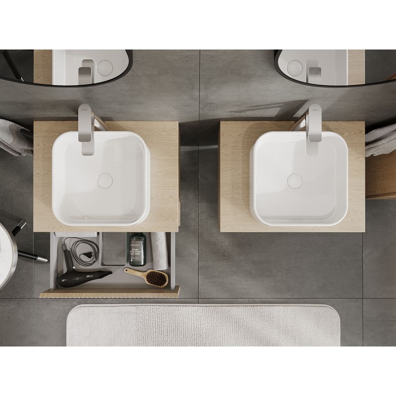 Mexen Rivel skříňka pod umyvadlo 60 cm s deskou, 1 zásuvka, rýhovaná, dub - 91A20-06023-1-BFC81