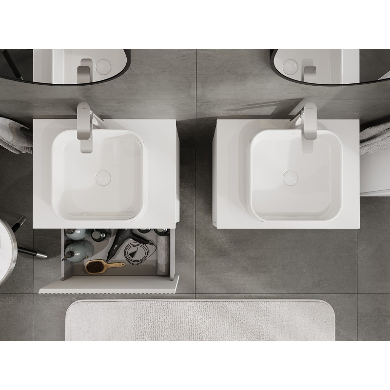 Mexen Rivel koupelnová skříňka pod umyvadlo 60 cm s deskou, 1 šuplík, drážkovaná, bílá matná - 91A20-06047-1-BFC01