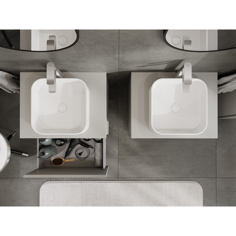 Mexen Rivel koupelnová skříňka pod umyvadlo 60 cm s deskou, 1 zásuvka, rýhovaná, šedá mat - 91A20-06047-1-BFC62