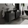Mexen Rivel koupelnová skříňka pod umyvadlo 60 cm s deskou, 1 zásuvka, drážkovaná, černý mat - 91A20-06047-1-BFC71