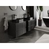 Mexen Rivel koupelnová skříňka pod umyvadlo 60 cm s deskou, 2 zásuvky, drážkovaný, černý mat - 91A20-06047-2-BFFC71