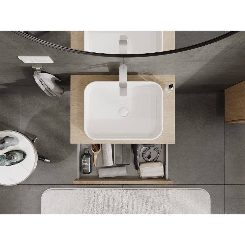 Mexen Rivel koupelnová skříňka pod umyvadlo 70 cm s deskou, 1 zásuvka, vroubkovaná, dub - 91A20-07023-1-BFC81