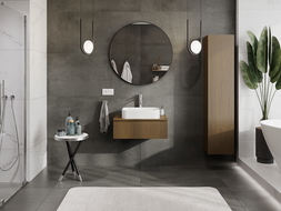 Mexen Rivel koupelnová skříňka pod umyvadlo 70 cm s deskou, 1 zásuvka, drážkovaná, ořech - 91A20-07023-1-BFC86