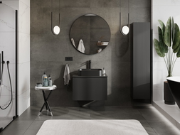 Mexen Rivel koupelnová skříňka pod umyvadlo 70 cm s deskou, 1 zásuvka, rýhovaná, černá mat - 91A20-07047-1-BFC71