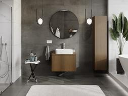 Mexen Rivel koupelnová skříňka pod umyvadlo 70 cm s deskou, 1 zásuvka, drážkovaná, ořech - 91A20-07047-1-BFC86