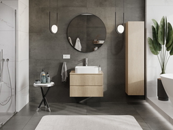 Mexen Rivel koupelnová skříňka pod umyvadlo 70 cm s deskou, 2 zásuvky, rýhovaná, dub - 91A20-07047-2-BFFC81