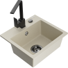 Mexen Milo granitový dřez s jednou komorou s kuchyňskou baterií Rita, béžový - 6505-69-670300-70