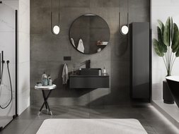 Mexen Rivel koupelnová skříňka pod umyvadlo 80 cm s deskou, 1 zásuvka, drážkovaná, černá mat - 91A20-08023-1-BFC71