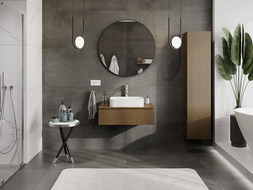 Mexen Rivel koupelnová skříňka pod umyvadlo 80 cm s deskou, 1 zásuvka, drážkovaná, ořech - 91A20-08023-1-BFC86