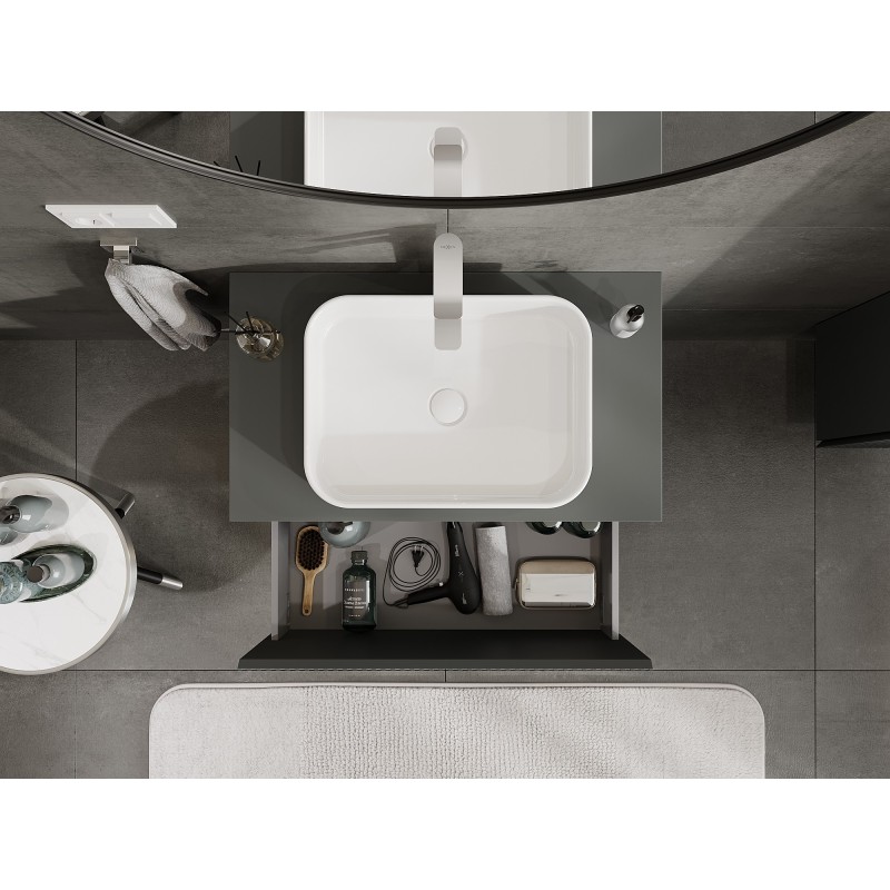 Mexen Rivel koupelnová skříňka pod umyvadlo 80 cm s deskou, 1 zásuvka, vroubkovaná, grafitová mat - 91A20-08047-1-BFC66