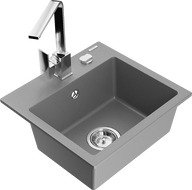 Mexen Milo granitový dřez 1-komorový s kuchyňskou baterií Rita, šedý - 6505-71-670300-00