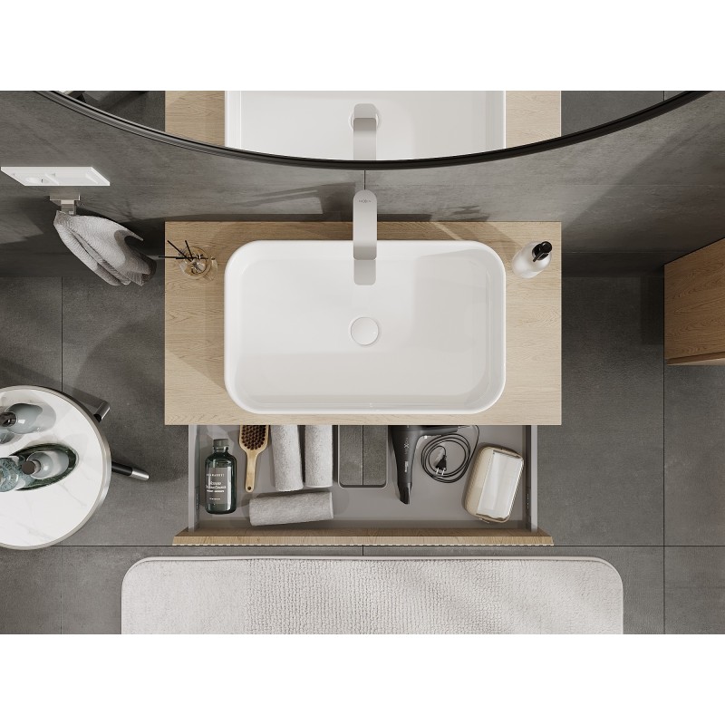 Mexen Rivel koupelnová skříňka pod umyvadlo 90 cm s deskou, 1 zásuvka, drážkovaná, dub - 91A20-09023-1-BFC81