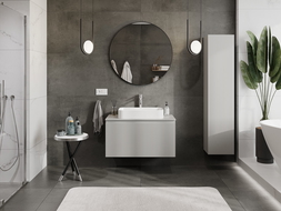 Mexen Rivel koupelnová skříňka pod umyvadlo 90 cm s deskou, 1 zásuvka, drážkovaná, šedá mat - 91A20-09047-1-BFC62