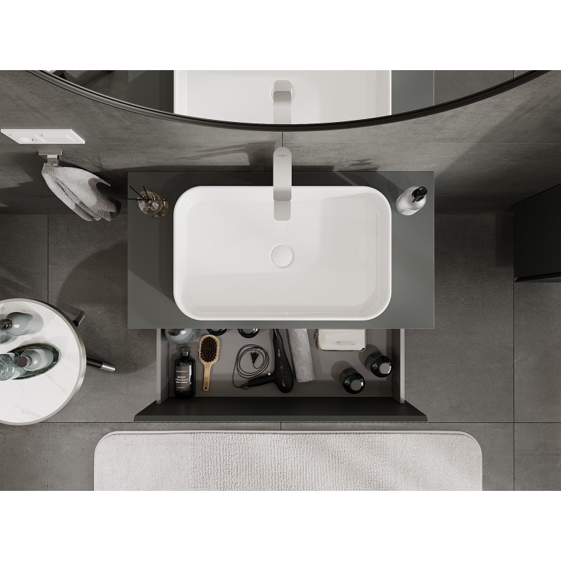 Mexen Rivel koupelnová skříňka pod umyvadlo 90 cm s deskou, 1 zásuvka, rýhovaná, grafit mat - 91A20-09047-1-BFC66