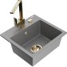 Mexen Milo granitový jednodřez s kuchyňskou baterií Rita, šedý - 6505-71-670300-50
