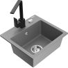 Mexen Milo granitový dřez 1-komorový s kuchyňskou baterií Rita, šedý - 6505-71-670300-70