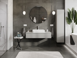 Mexen Rivel koupelnová skříňka pod umyvadlo 120 cm s deskou, 1 zásuvka, rýhovaná, šedá mat - 91A20-12023-1-BFC62