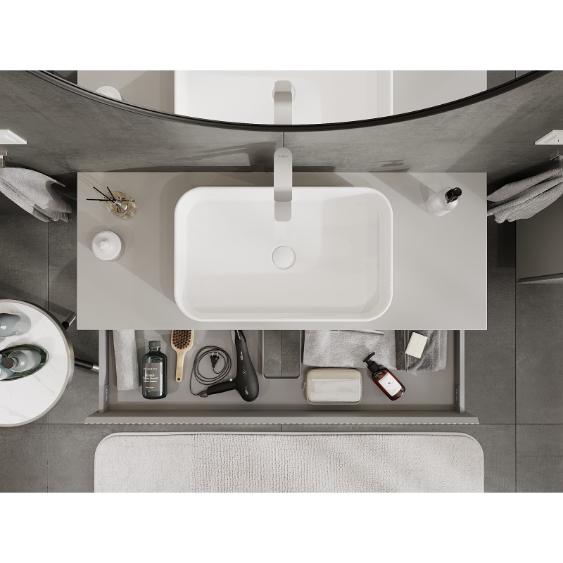 Mexen Rivel koupelnová skříňka pod umyvadlo 120 cm s deskou, 1 zásuvka, rýhovaná, šedá mat - 91A20-12023-1-BFC62