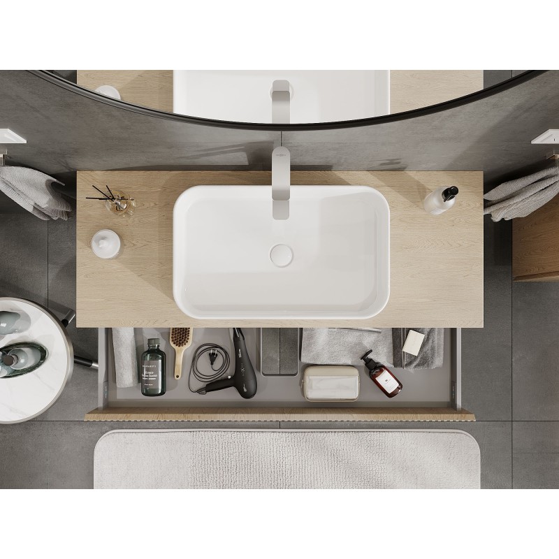 Mexen Rivel koupelnová skříňka podumyvadlová 120 cm s deskou, 1 zásuvka, drážkovaná, dub - 91A20-12023-1-BFC81