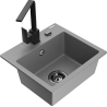 Mexen Milo žulový dřez s 1 komorou a kuchyňskou baterií Rita, šedý - 6505-71-670300-70-B
