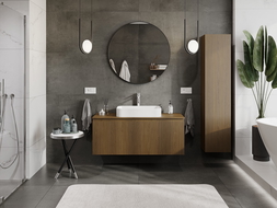 Mexen Rivel koupelnová skříňka pod umyvadlo 120 cm s deskou, 1 zásuvka, drážkovaná, ořech - 91A20-12047-1-BFC86