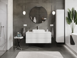 Mexen Rivel koupelnová skříňka pod umyvadlo 120 cm s deskou, 2 zásuvky, rýhovaná, bílá matná - 91A20-12047-2-BFFC01