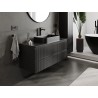 Mexen Rivel koupelnová skříňka pod umyvadlo 120 cm s deskou, 2 zásuvky, rýhovaná, černý mat - 91A20-12047-2-BFFC71