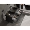 Mexen Rivel koupelnová skříňka pod umyvadlo 120 cm s deskou, 2 zásuvky, rýhovaná, černý mat - 91A20-12047-2-BFFC71