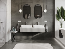 Mexen Rivel koupelnová skříňka pod umyvadlo 140 cm s deskou, 1 zásuvka, rýhovaná, šedý mat - 91A20-14023-1-BFC62