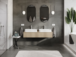 Mexen Rivel koupelnová skříňka pod umyvadlo 140 cm s deskou, 1 zásuvka, drážkovaná, dub - 91A20-14023-1-BFC81