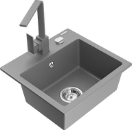 Mexen Milo granitový dřez 1-komorový s kuchyňskou baterií Rita, šedý - 6505-71-670300-71