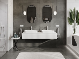 Mexen Rivel skříňka pod umyvadlo 160 cm s deskou, 1 šuplík, drážkovaná, bílá matná - 91A20-16023-1-BFC01