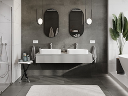 Mexen Rivel koupelnová skříňka pod umyvadlo 160 cm s deskou, 1 zásuvka, drážkovaná, šedý mat - 91A20-16023-1-BFC62