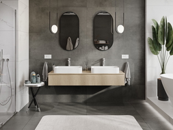 Mexen Rivel koupelnová skříňka pod umyvadlo 160 cm s deskou, 1 zásuvka, drážkovaná, dub - 91A20-16023-1-BFC81