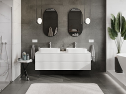 Mexen Rivel koupelnová skříňka pod umyvadlo 160 cm s deskou, 2 zásuvky, rýhovaná, bílá mat - 91A20-16047-2-BFFC01