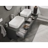 Mexen Rivel koupelnová skříňka pod umyvadlo 160 cm s deskou, 2 zásuvky, rýhovaná, grafit mat - 91A20-16047-2-BFFC66