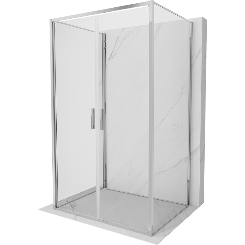 Mexen Exo-B Duo 3S skleněný sprchový kout 3-stěnný, otevírací 70 x 80 cm, transparentní, chrom - 814-070-080-01-00-3S