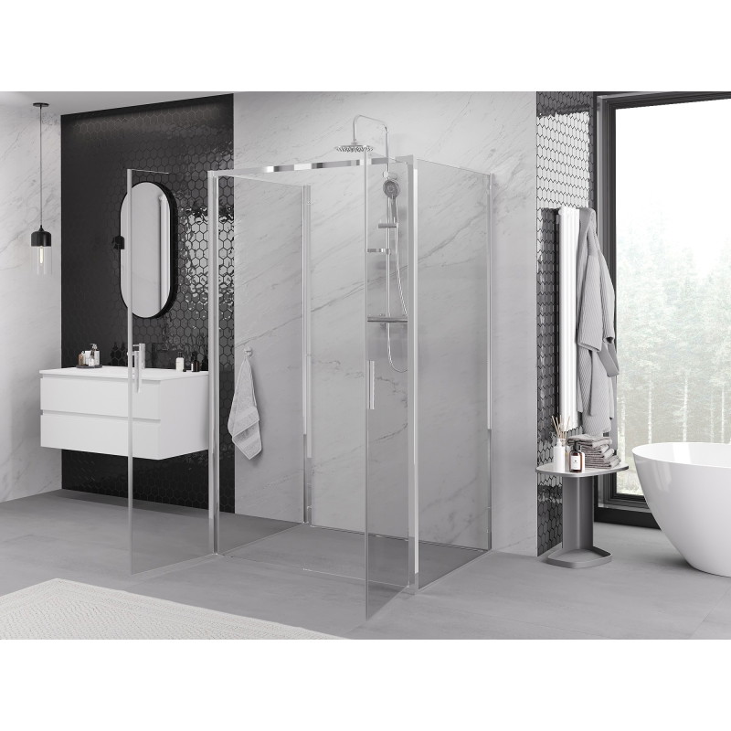 Mexen Exo-B Duo 3S skleněný sprchový kout 3-stěnný, otevírací 70 x 80 cm, transparentní, chrom - 814-070-080-01-00-3S