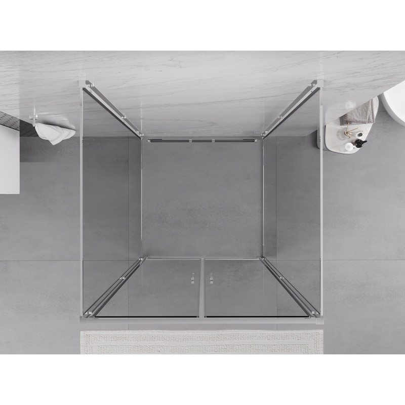 Mexen Exo-B Duo 3S sprchový kout 3-stěnný otevírací 80 x 80 cm, transparentní, chrom - 814-080-080-01-00-3S