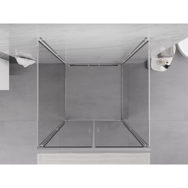 Mexen Exo-3S sprchový kout 3-stěnný otevírací 90 x 90 cm, transparentní, chrom - 814-090-090-01-00-3S