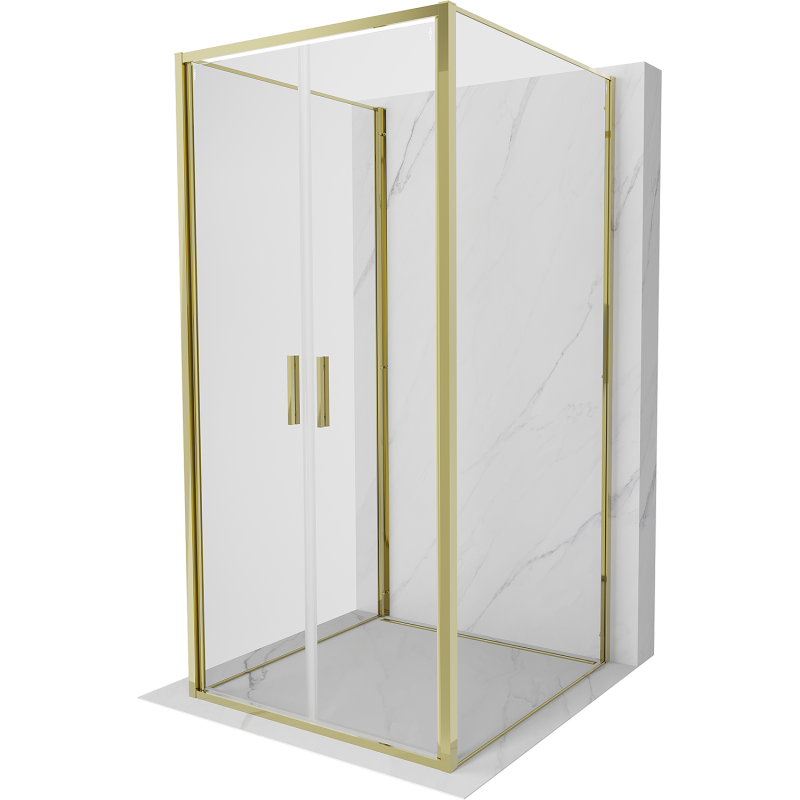 Mexen Exo-3S sprchový kout 3-stěnný skládací 80 x 80 cm, transparentní, zlatý - 814-080-080-50-00-3S