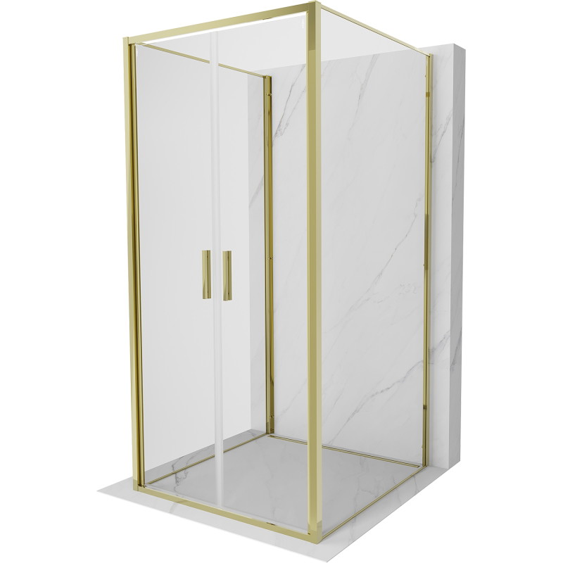 Mexen Exo-B Duo 3S sprchový kout 3-stěnný otevírací 90 x 90 cm, průhledný, zlatý - 814-090-090-50-00-3S