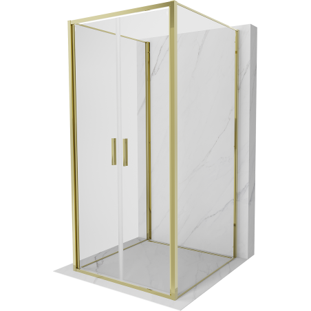 Mexen Exo-B Duo 3S sprchová kabina 3-stěnná otočná 110 x 110 cm, transparentní, zlatá - 814-110-110-50-00-3S